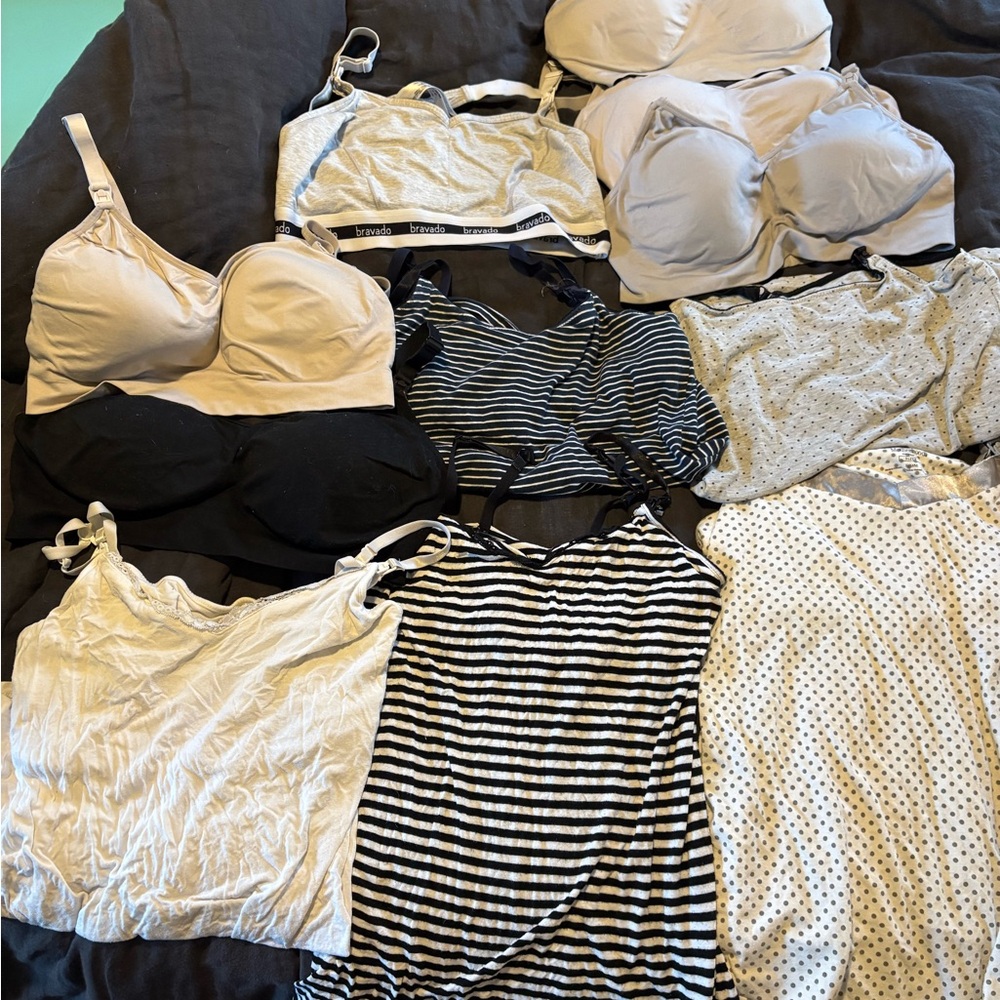Women's Nursing Bra & Sleepwear Camisoles- Black, White, Cream